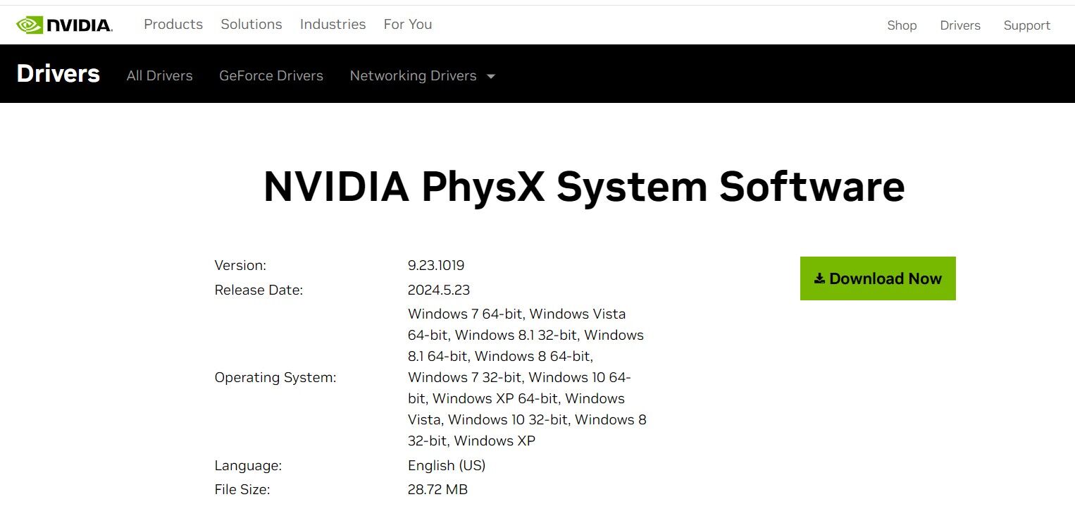 What is nvidia physx system software 